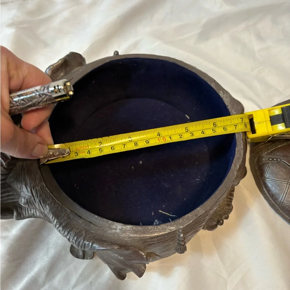 ELEPHANT Trinket Box Lid brown unique textured - Picture 9 of 15